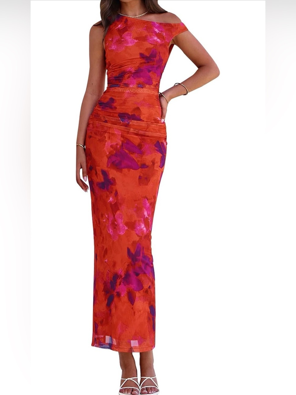 PRETTYGARDEN Women’s Summer Floral One Shoulder Maxi Dress
